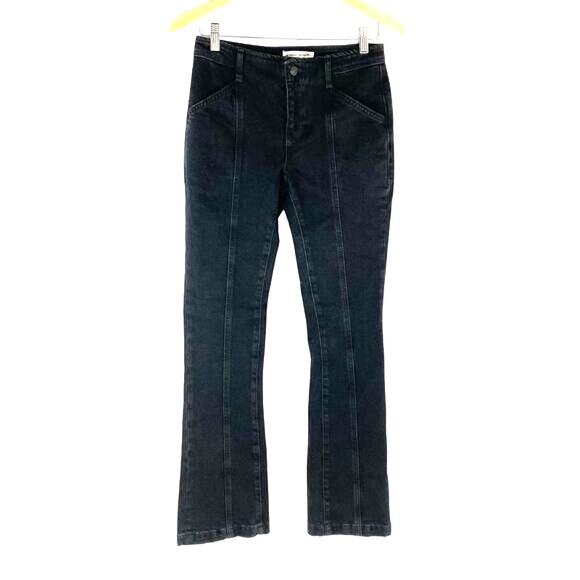 Free People Bootcut Jeans Women 26 Black Denim High Waist Boho Grunge Flare NWOT - Picture 1 of 10